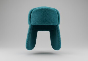 Teal Fur Ushanka Hat: Winter Fashion Accessory, 3D Render