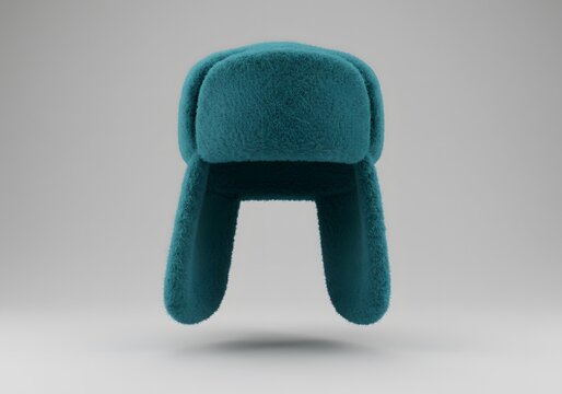 Teal Fur Ushanka Hat: Winter Fashion Accessory, 3D Render