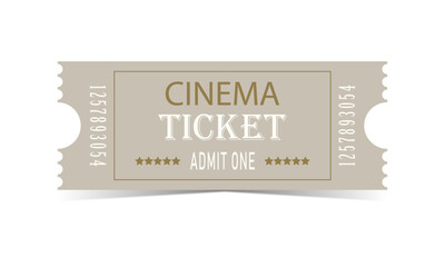 Cinema ticket isolated on white background.	
