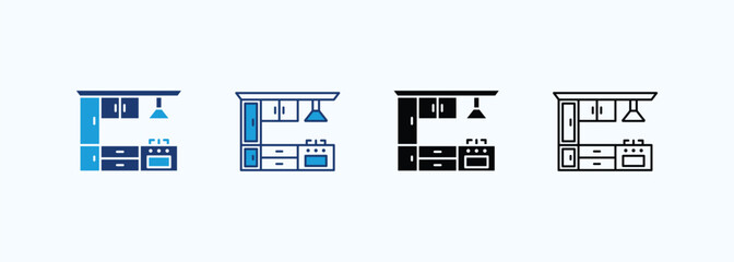 Kitchen icon set multiple style collection