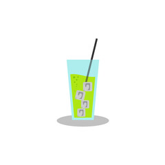 Glass of Green Lemon Juice Vector Art