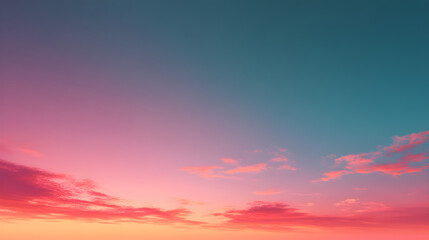 Obraz premium Serene Pink and Teal Sunset Sky with Cloudscape Background ideal for design projects, website banners, and phone wallpapers.