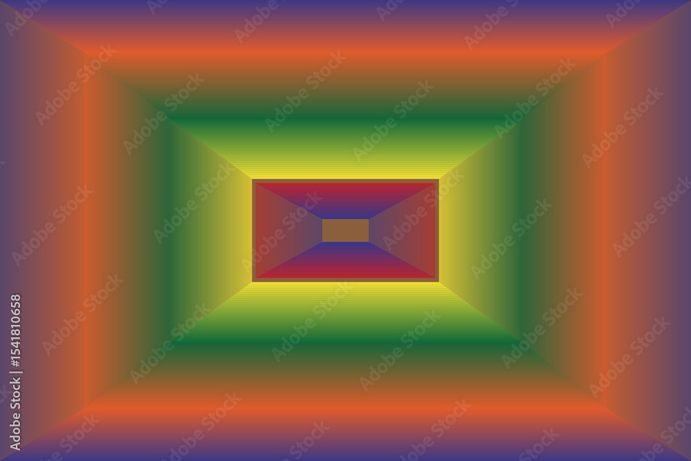 Poster colorful gradient squares creating tunnel perspective art on transparent background