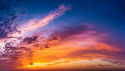 Obraz premium colorful dramatic cloudy sky at sunset gradient color sky texture abstract nature background horizontal banner