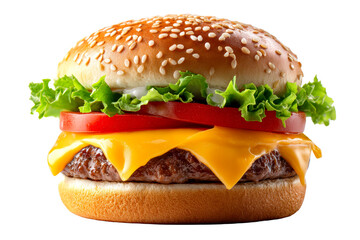 Fresh cheeseburger on a transparent background