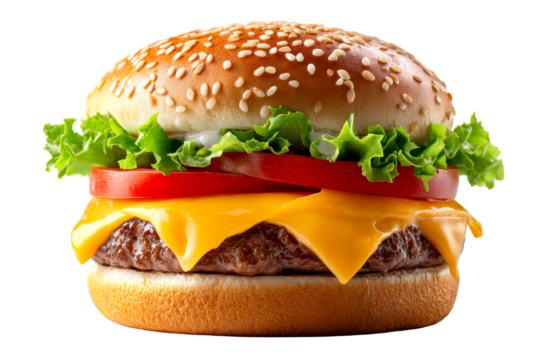 Fresh cheeseburger on a transparent background