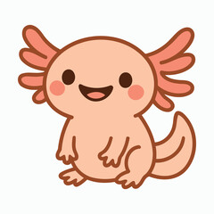 Happy Standing Kawaii Axolotl Character - Cute Vector Illustration