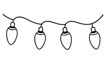 Festive Christmas Lights Line Art Vector Set