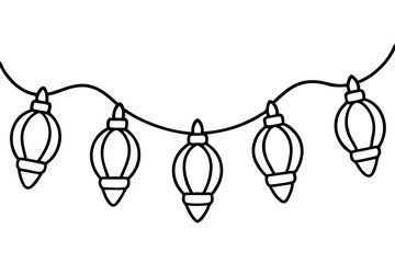 Festive Christmas Lights Line Art Vector Set