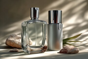 Clear glass perfume bottle