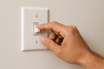 A hand turning a light switch on or off