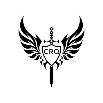 CRQ "Heraldic Sword Shield Wing Emblem with CRQ Initials  &ndash; CRQ Later Logo Military Logo Design Vector"
