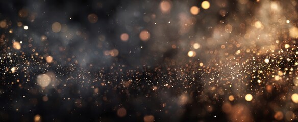 Obraz premium The mesmerizing effect of sparkling golden particles on a dark background.