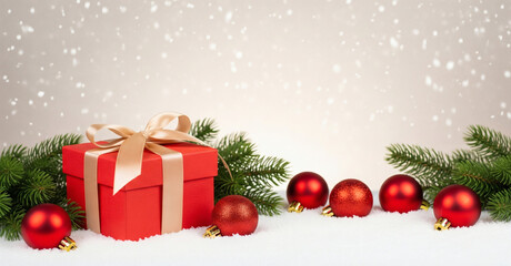 Cadeau de Noël sous la neige