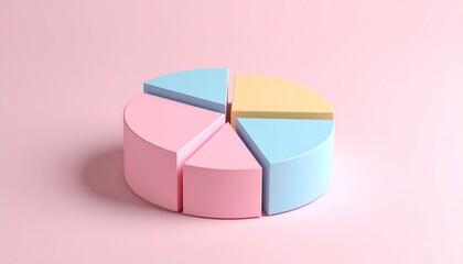Obraz premium Pastel Pie Chart on Pink.