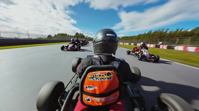 Experience the Thrill: Close-Up POV Go-Kart Racing on a Sunny Day, Motorsports Adventure