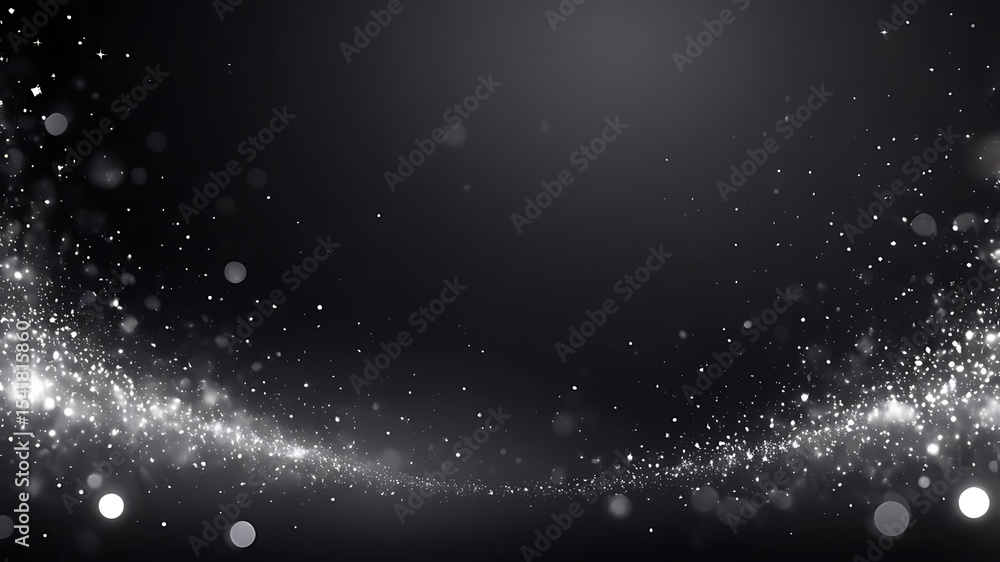 Poster abstract black glitter background with sparkling light effects, elegant texture, bokeh pattern, and 