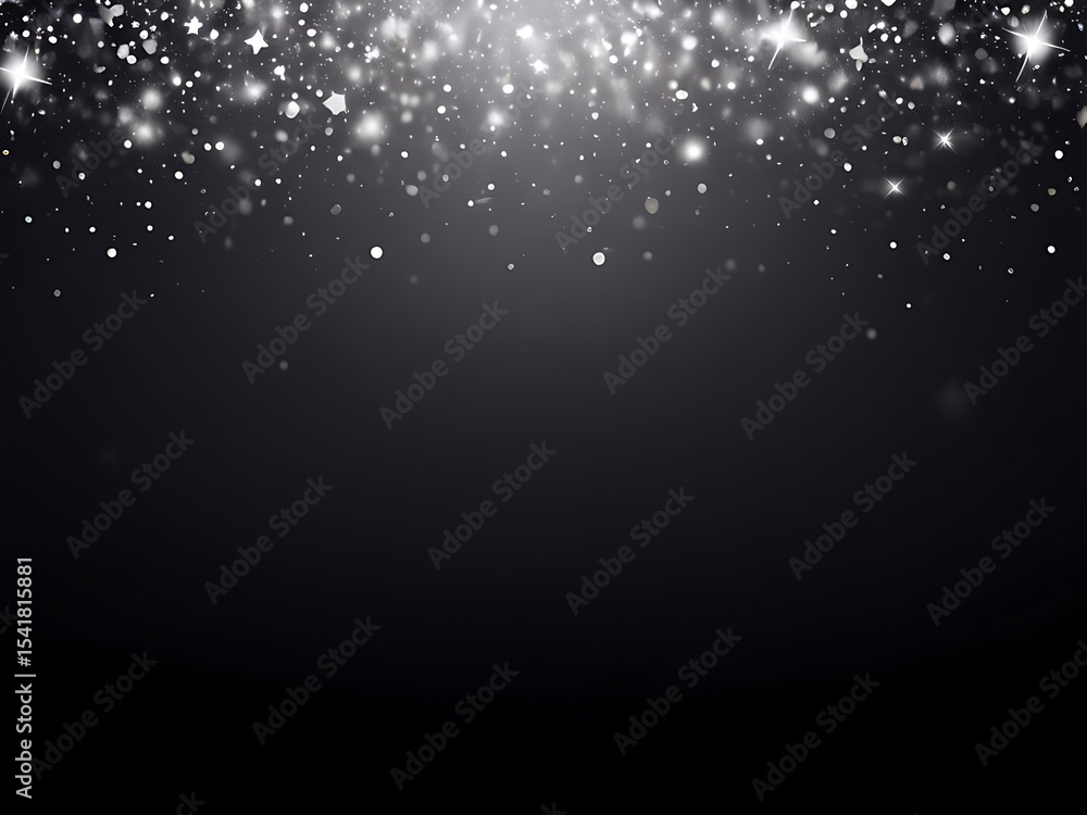 Poster abstract black glitter background with sparkling light effects, elegant texture, bokeh pattern, and 
