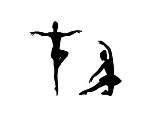 ballet dancers silhouettes. ballerina silhouette set featuring various classical ballet poses. Black silhouette of ballet dancers in graceful poses. Set of ballerina silhouettes.