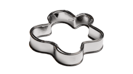 A chrome cookie cutter, white background --ar 16:9