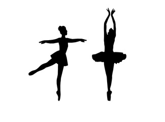 ballet dancers silhouettes. ballerina silhouette set featuring various classical ballet poses. Black silhouette of ballet dancers in graceful poses. Set of ballerina silhouettes.