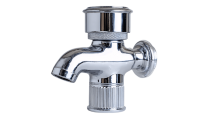 A chrome water filter, white background --ar 16:9