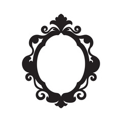 Intricate Black Photo Frame Outline in Baroque Style