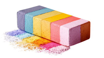 A color-block chalk box, white background --ar 16:9