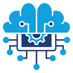 Artificial Intelligence Flat Blue Icon