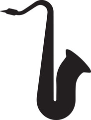 saxophone silhouette, saxophone outline, jazz instrument icon, music instrument vector, sax shape, musical silhouette, saxophone clipart, brass instrument icon, curved horn vector, wind instrument sil