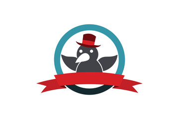 Bird Wearing Elephant Hat Creative Logo Icon Animal Illustration Design