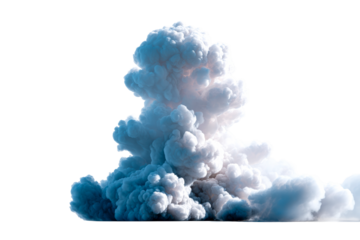Large smoke cloud billowing against a transparent background
