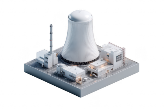 Isometric view of a nuclear power plant