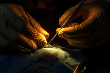 Surgical Hands Performing Precision Operation in Low Light Setting