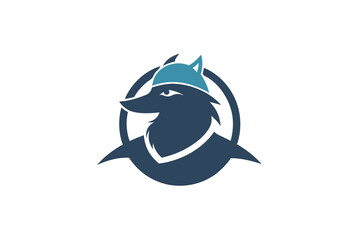 Creative Logo Icon Design Bird Wearing a Wolf Hat in a Circle