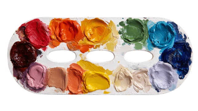 A non-stick paint palette, white background --ar 16:9