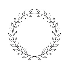 Fototapeta premium Botanical Frame Outline Silhouette on White Background