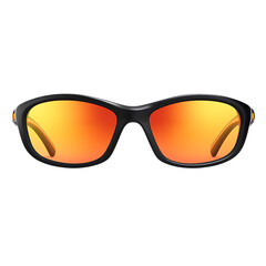 Stylish black sunglasses with orange lenses png