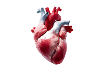 Human heart model with detailed anatomy and transparent background