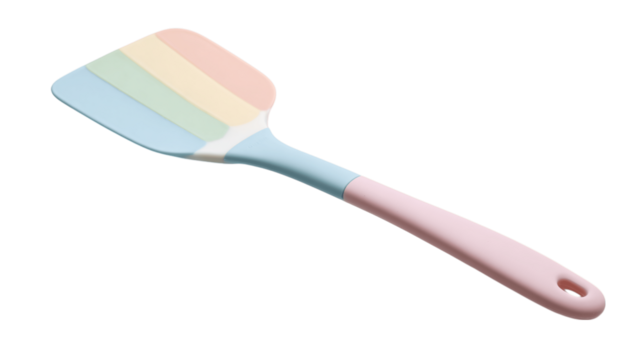 A pastel silicone spatula, white background --ar 16:9