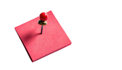Red sticky note with a red pin