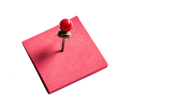 Red sticky note with a red pin