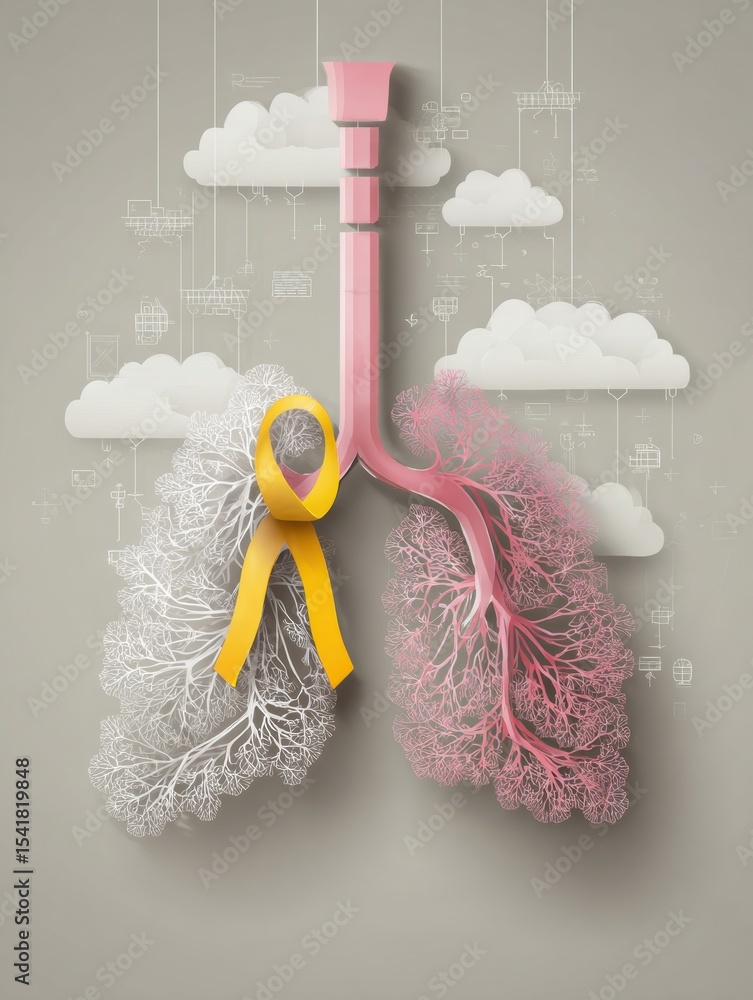 Aufkleber lung cancer risk factors illustrated with a neutral design highlighting key elements and statistics 