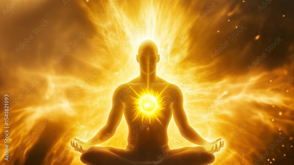 Poster exploring the power of ai and chakra energy in spiritual meditation practices