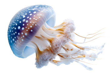 Colorful jellyfish gliding through the water in serene motion