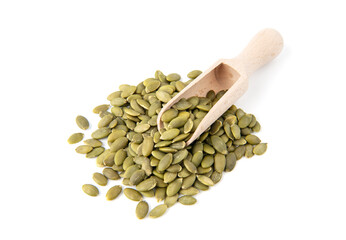 Pumpkin seeds isolated on white background