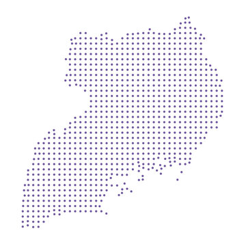 Uganda map dotted pattern design purple circle