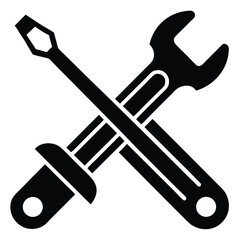 wrench and screwdriver Vector Icon