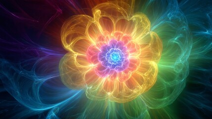 Colorful chakra flower design representing energy and harmony in a vibrant background
