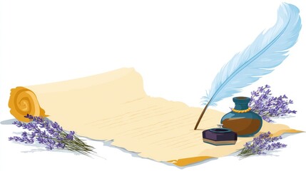 An old-fashioned letter, with lavender flowers 